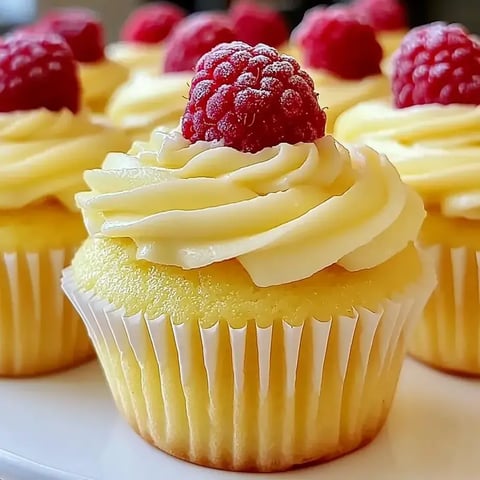 Ein Cupcake mit einer Himbeere als Dekoration.