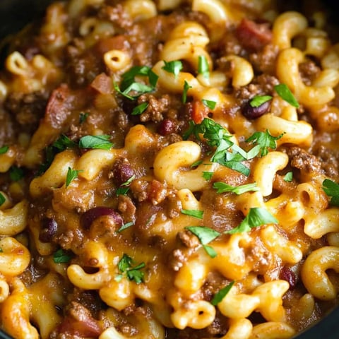 Eine Schüssel Chili mit Nudeln und Käse obendrauf.